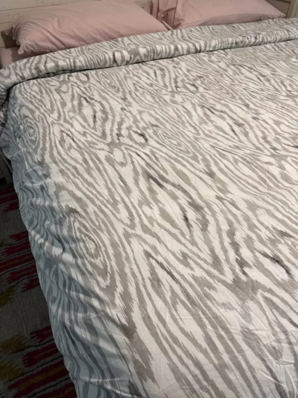 West Elm Woodgrain Ikat KING Grey Duvet Cover.ONLY. NO SHAMS